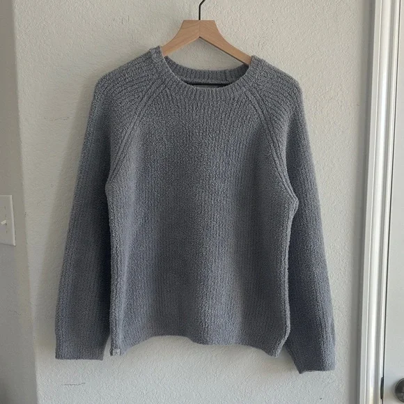 Barefoot Dreams CozyChic Lite Gray Crewneck Sweater M - Picture 2 of 5
